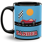Race Car 11 Oz Coffee Mug - Black (Personalized)