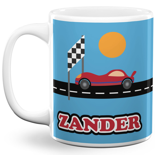 Custom Race Car 11 Oz Coffee Mug - White (Personalized)