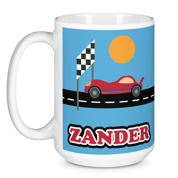 Race Car Coffee Mug - 15 oz - White