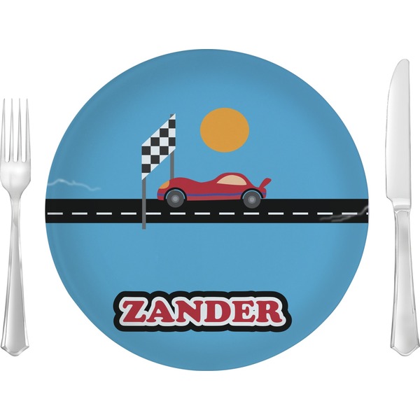 Custom Race Car 10" Glass Lunch / Dinner Plates - Single or Set (Personalized)