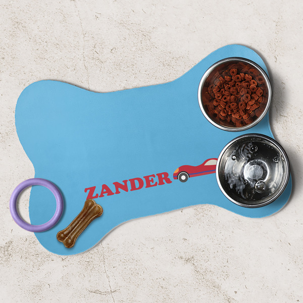 Race Car Dog Bone Shaped Mat Lifestyle
