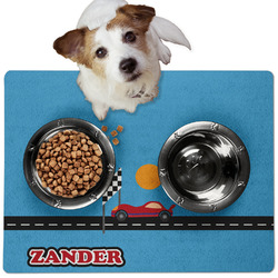 Race Car Dog Food Mat - Medium w/ Name or Text