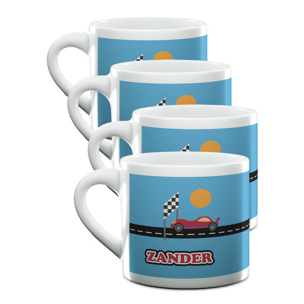 Custom Race Car Double Shot Espresso Cups - Set of 4 (Personalized)