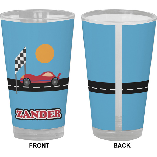 Race Car Pint Glass - Full Color - Front & Back Views
