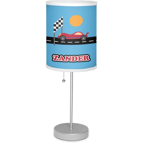 Custom Race Car 7" Drum Lamp with Shade Linen (Personalized)