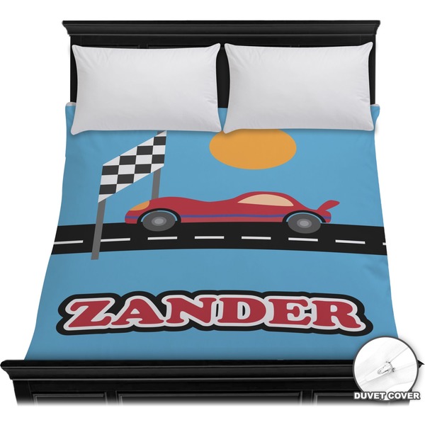 Custom Race Car Duvet Cover - Full / Queen (Personalized)