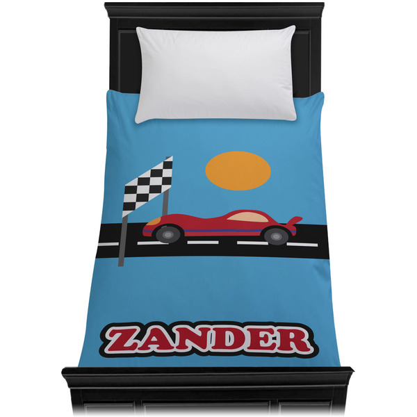 Race Car Duvet Cover - Twin - On Bed - No Prop