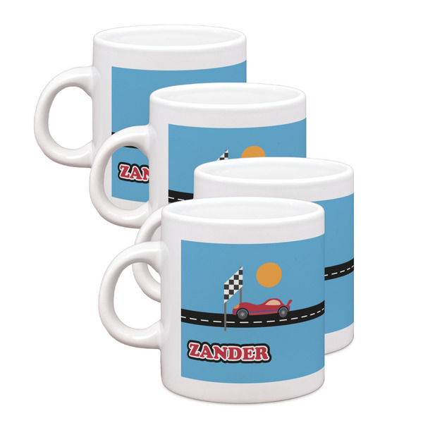 Custom Race Car Single Shot Espresso Cups - Set of 4 (Personalized)