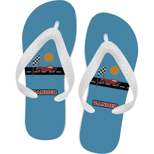 Custom Race Car Flip Flops - Small (Personalized)