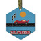 Race Car Flat Glass Ornament - Hexagon w/ Name or Text