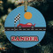 Race Car Frosted Glass Ornament - Round (Lifestyle)