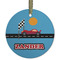 Race Car Flat Glass Ornament - Round w/ Name or Text