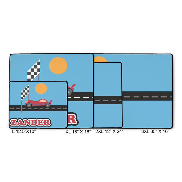 Race Car Gaming Mats - SIZE CHART