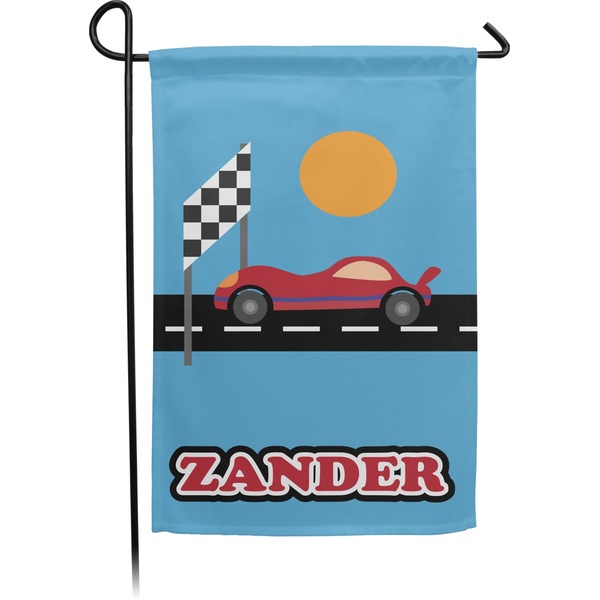 Custom Race Car Small Garden Flag - Double Sided w/ Name or Text