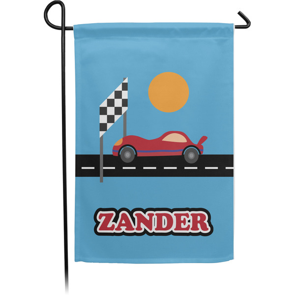 Custom Race Car Small Garden Flag - Single Sided w/ Name or Text