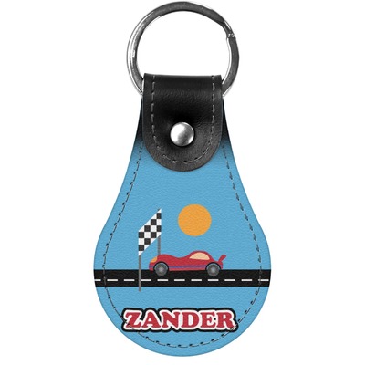 Race Car Genuine Leather Keychain (Personalized)