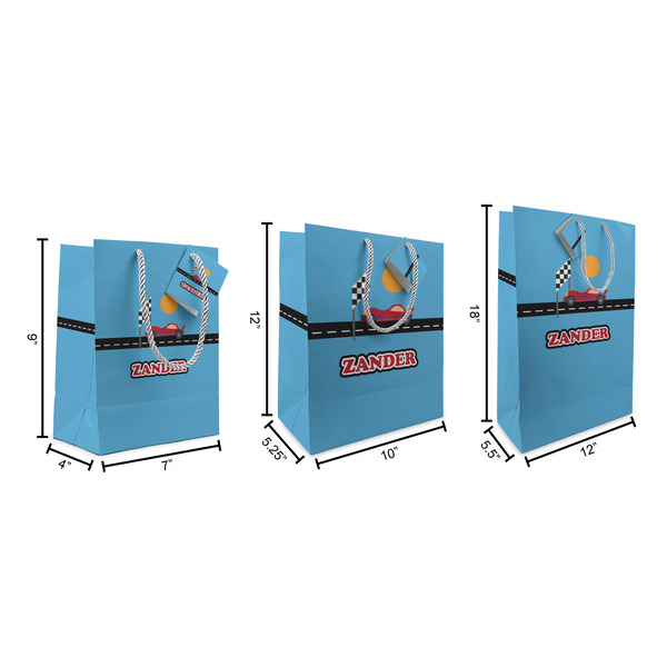 Race Car Gift Bags - All Sizes - Dimensions