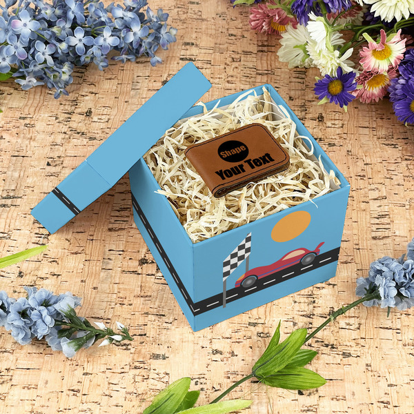 Race Car Gift Boxes with Lid - Canvas Wrapped - Small - In Context