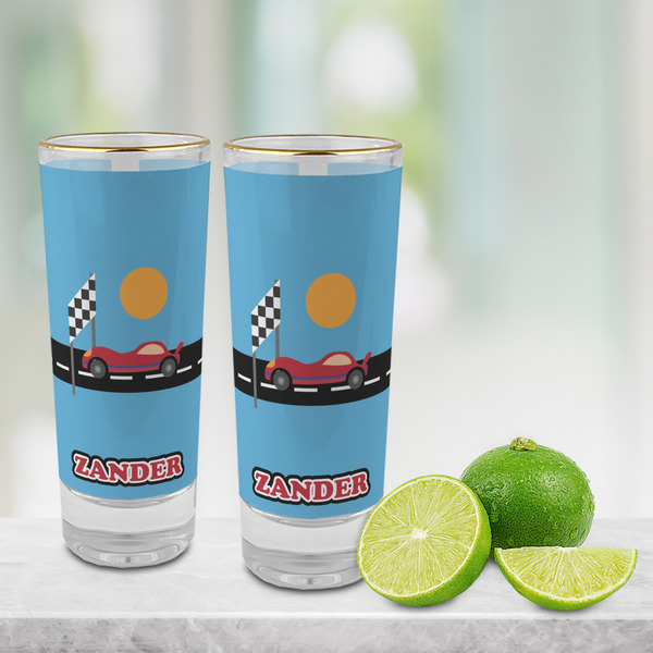 Race Car Glass Shot Glass - 2 oz - LIFESTYLE