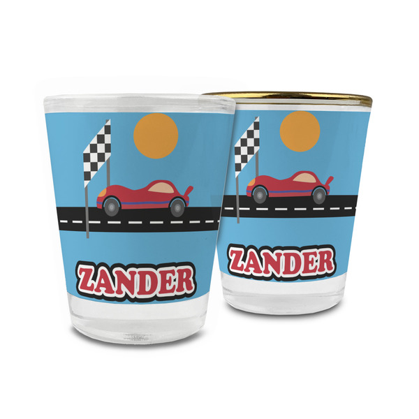 Custom Race Car Glass Shot Glass - 1.5 oz (Personalized)