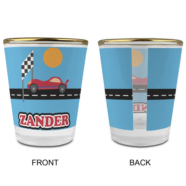 Race Car Glass Shot Glass - with gold rim - APPROVAL