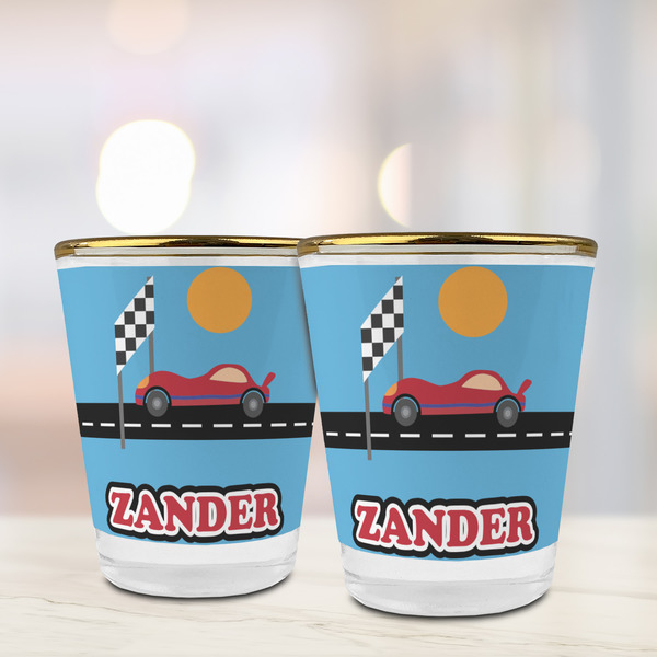 Race Car Glass Shot Glass - with gold rim - LIFESTYLE