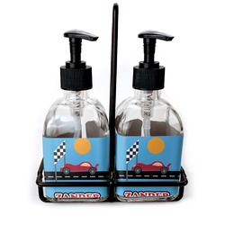 Race Car Glass Soap & Lotion Bottle Set (Personalized)