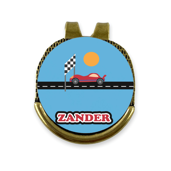 Custom Race Car Golf Ball Marker - Hat Clip - Gold