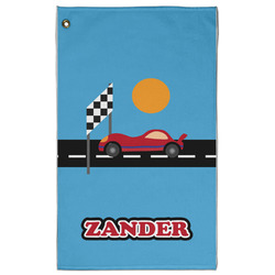 Race Car Golf Towel - Poly-Cotton Blend w/ Name or Text