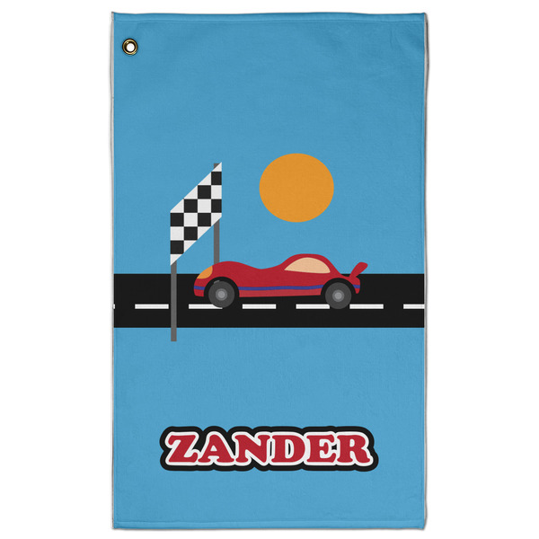 Custom Race Car Golf Towel - Poly-Cotton Blend w/ Name or Text