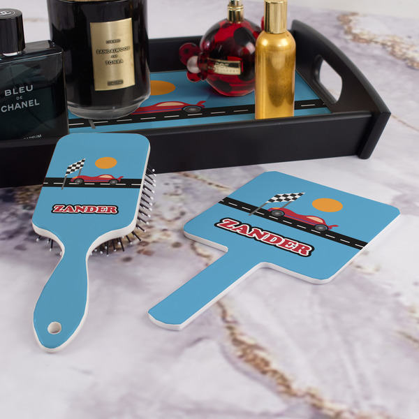 Race Car Hair Brush and Hand Mirror - Bathroom Scene