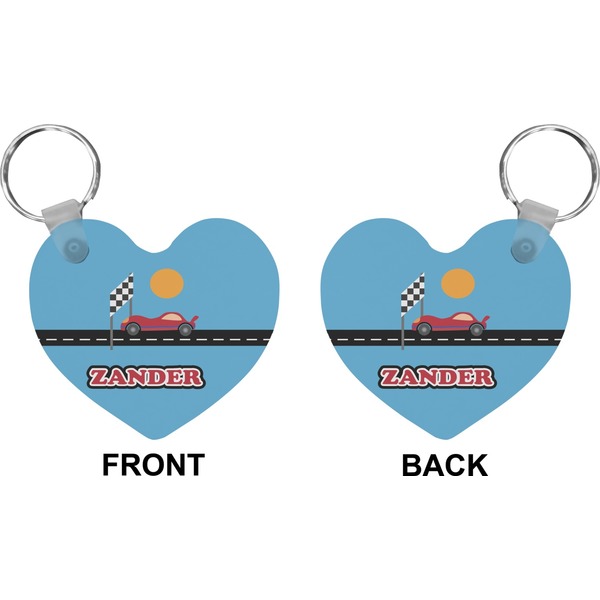 Race Car Heart Keychain (Front + Back)