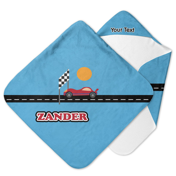 Custom Race Car Hooded Baby Towel (Personalized)