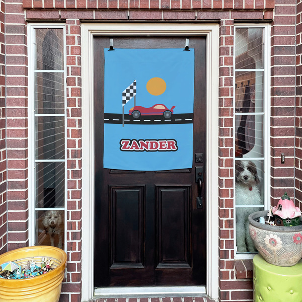 Race Car House Flags - Double Sided - (Over the door) LIFESTYLE