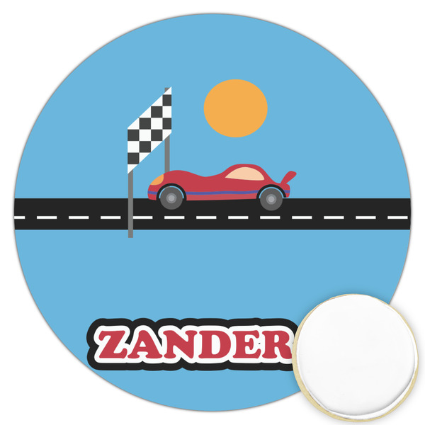Custom Race Car Printed Cookie Topper - 3.25" (Personalized)