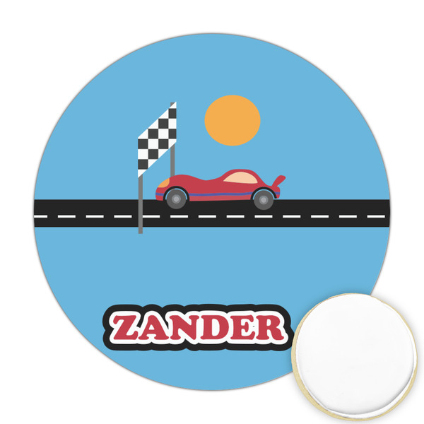 Custom Race Car Printed Cookie Topper - Round (Personalized)