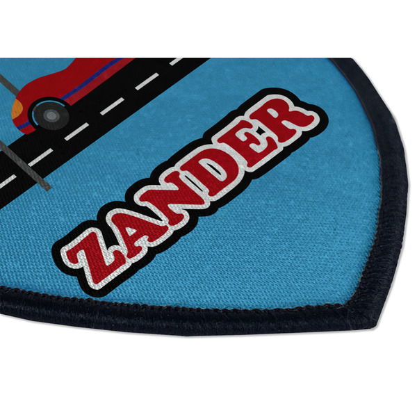 Race Car Iron on Shield 3 Detail