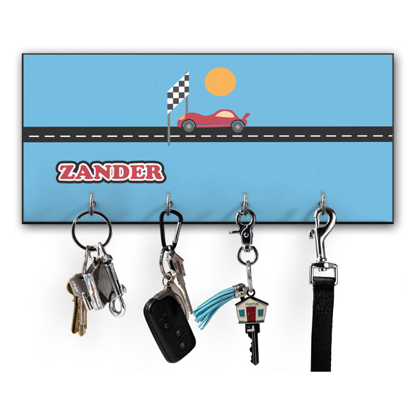 Custom Race Car Key Hanger w/ 4 Hooks w/ Name or Text