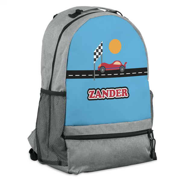 Custom Race Car Backpack - Grey (Personalized)