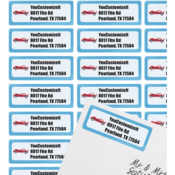 Race Car Mailing Label on Envelope - Multiple Labels
