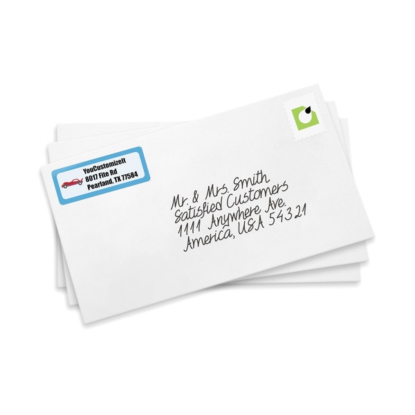 Race Car Mailing Label on Envelopes