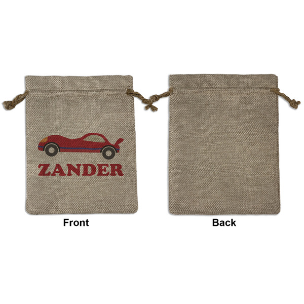 Race Car Medium Burlap Gift Bag - Front Approval
