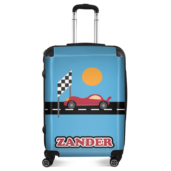 Custom Race Car Suitcase - 24" Medium - Checked (Personalized)