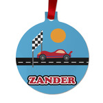 Race Car Metal Ball Ornament - Double Sided w/ Name or Text