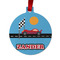 Race Car Metal Ball Ornament - Double Sided w/ Name or Text