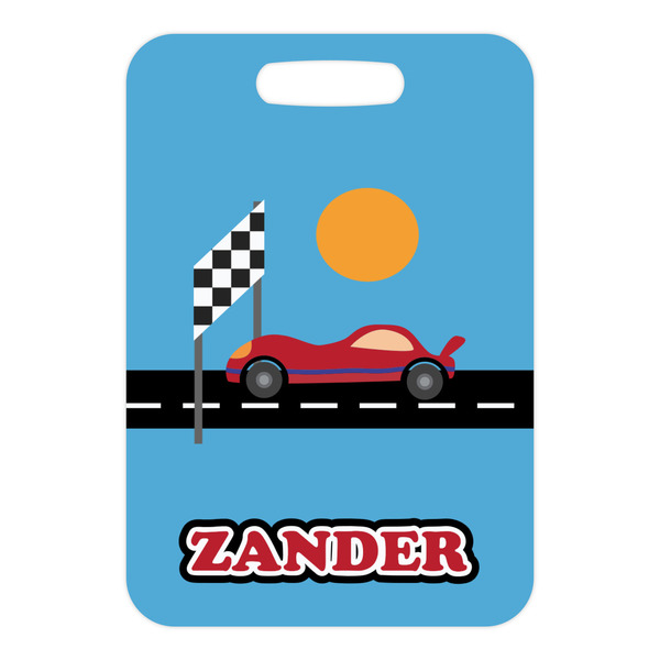 Race Car Metal Luggage Tag - Front Without Strap