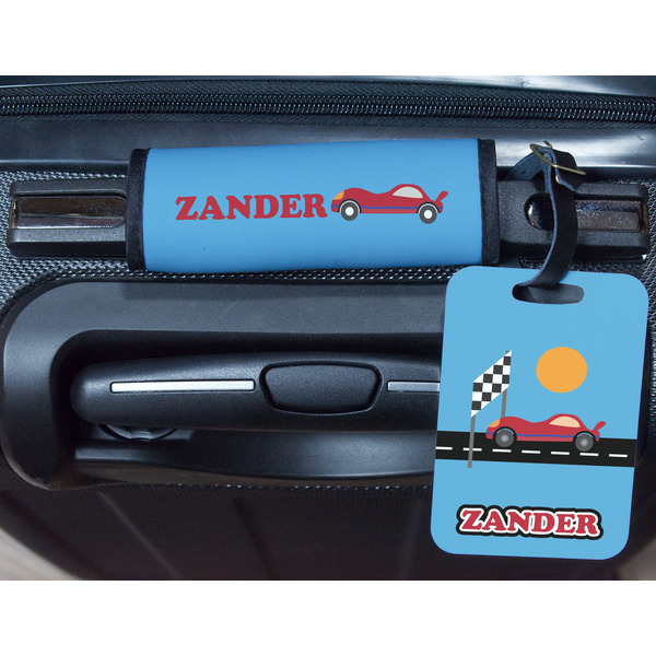 Race Car Metal Luggage Tag & Handle Wrap - In Context