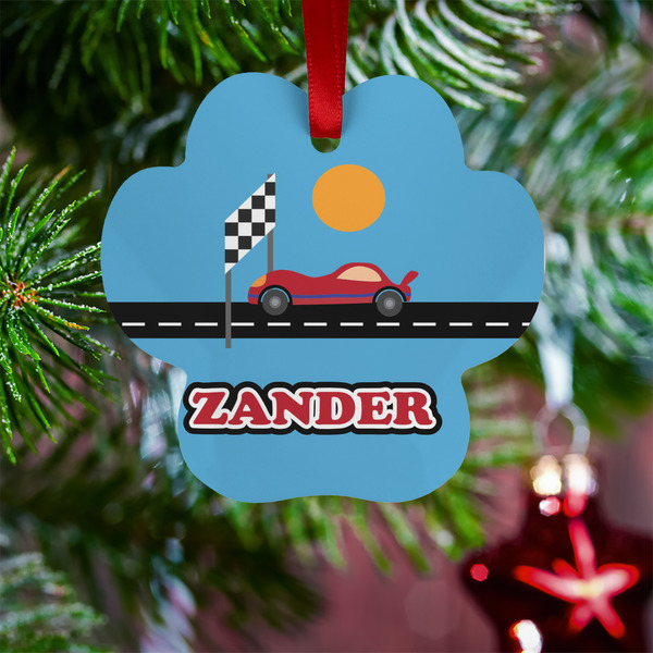 Race Car Metal Paw Ornament - Lifestyle