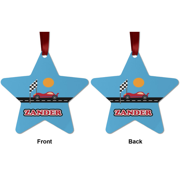 Race Car Metal Star Ornament - Front and Back