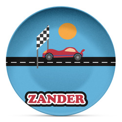 Race Car Microwave Safe Plastic Plate - Composite Polymer (Personalized)